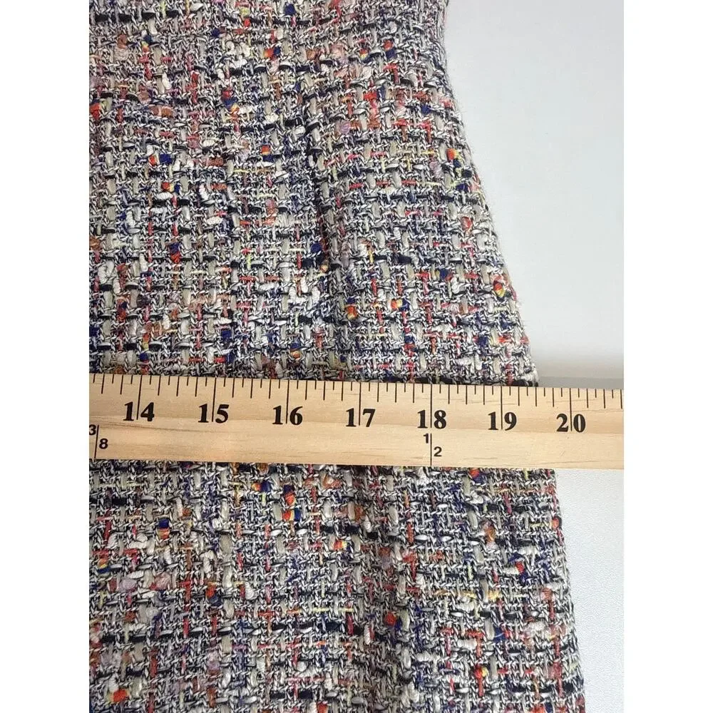 Tory Burch Navy Multi Tweed Sheath Dress Size 14